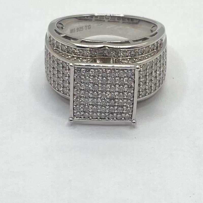 Men's Iced-Out Square Cluster Statement Ring. - Image 3