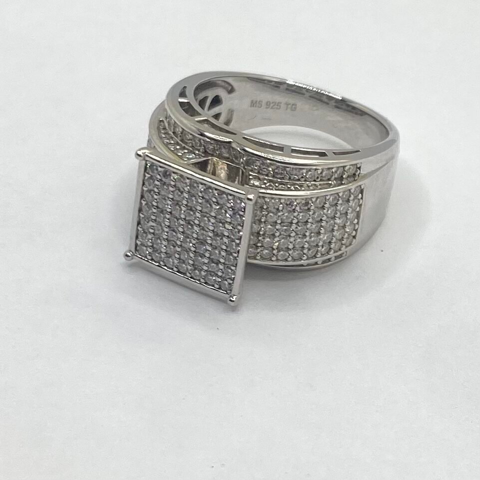 Men's Iced-Out Square Cluster Statement Ring. - Image 2