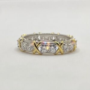 Two-Tone "X" Eternity Band | Brilliant Round Accents